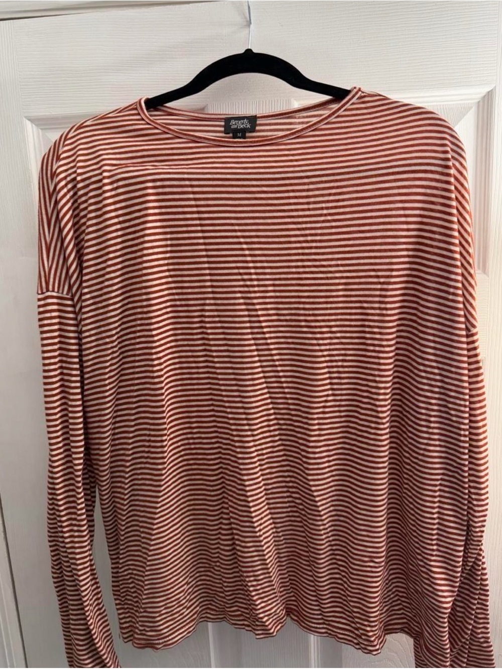 Beverly and Beck Red & White Striped Long Sleeve Top RUNS LARGE